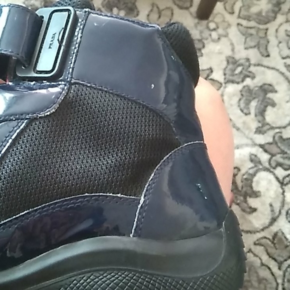 PRADA MENS SNEAKERS NAVY PATENT NEED REFURBISHING - Picture 8 of 10